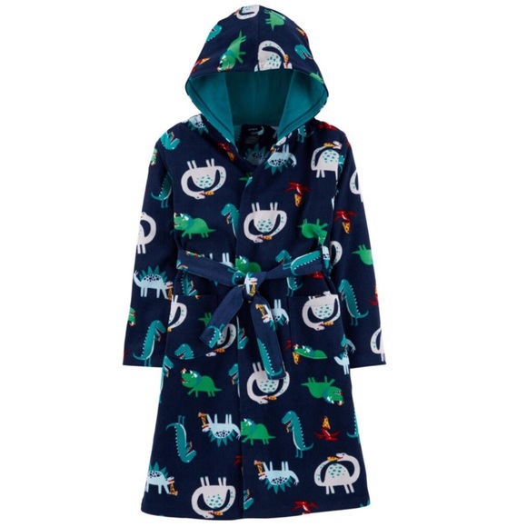 Carter’s Boys Dinosaurs Pizza Hooded Fleece Robe - Picture 1 of 2